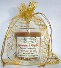  The three wise men Gold organza gift bag,
 with a Cinnamon and Orange candle in a glass. 